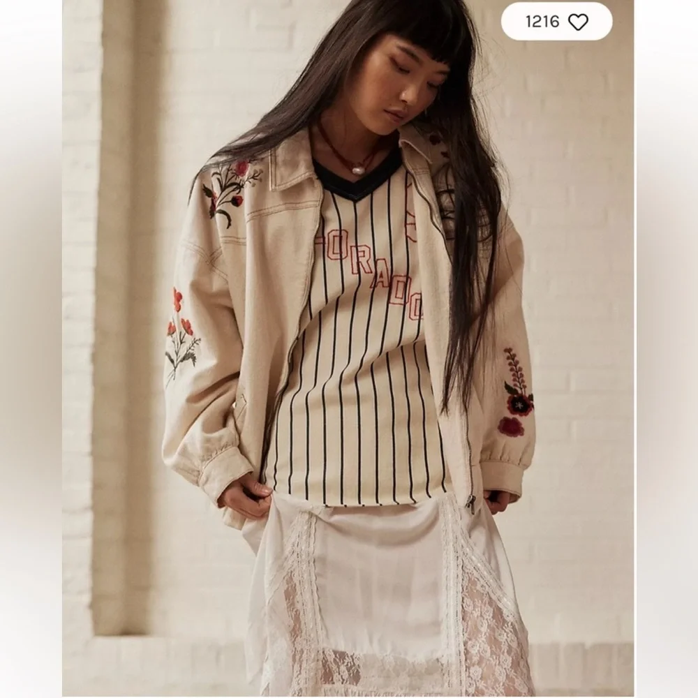 NWOT Free People We The Free Trevor Tee in Ivory Combo Size Med $128 Retail - Picture 5 of 8